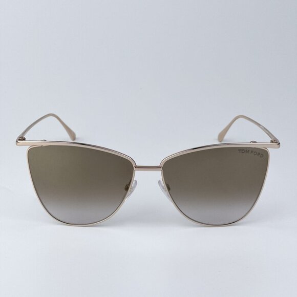Tom Ford Women Gold Mirror Brown BRAND NEW Sunglasses Cat Eye VERONICA FT0684